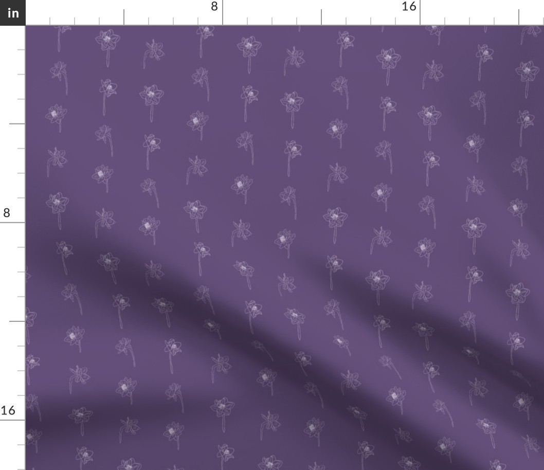 5" Repeat Simple Sketched Daffodil Pattern Medium Scale | Plum Purple MK003