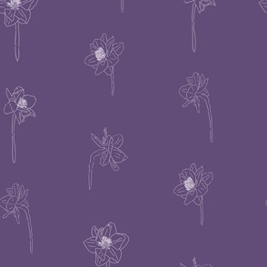 20" Repeat Simple Sketched Daffodil Pattern Large Scale | Plum Purple MK003