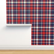 Vintage Kitchen Wallpaper tartan navy red