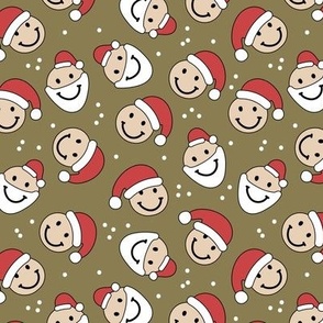 Happy holidays colorful Christmas santa claus smileys vintage trend red green