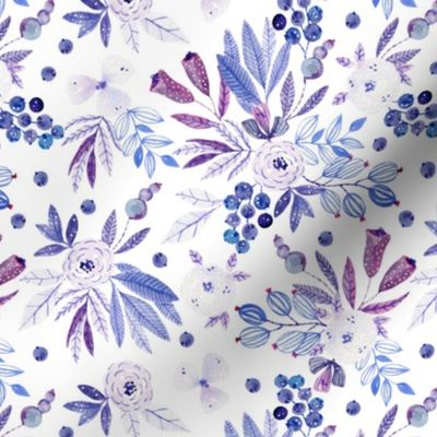 Blue Flowers Watercolor Pattern