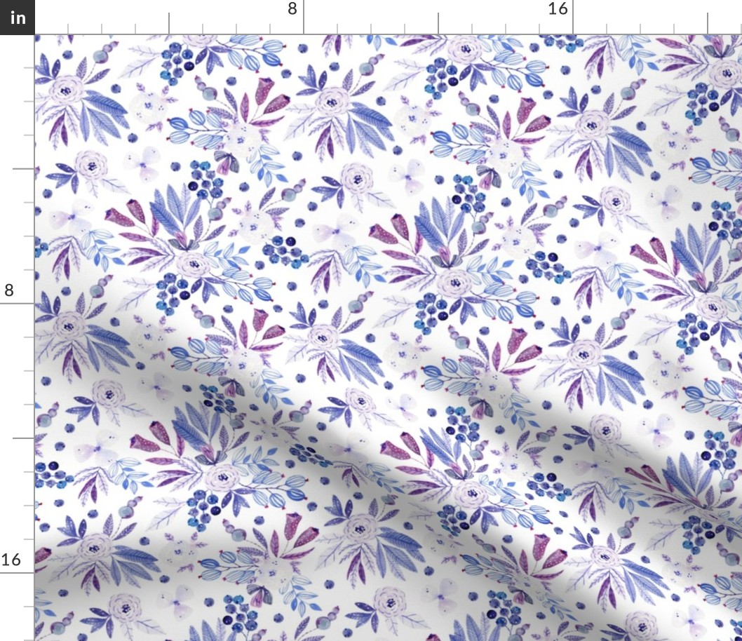 Blue Flowers Watercolor Pattern