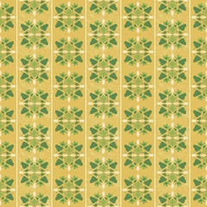 Vintage Kitchen Floral, 6 inch, Medium Scale, Gold Yellow Background, Green and Cream