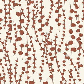 Large // Botanical Vines: Neutral abstract climbing plant vine - Baked Clay Red