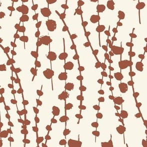 Medium // Botanical Vines: Neutral abstract climbing plant vine - Baked Clay Red
