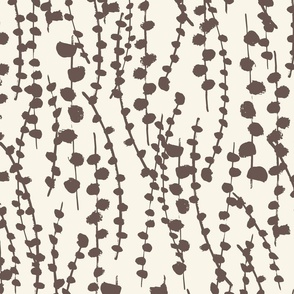 Large // Botanical Vines: Neutral abstract climbing plant vine - Coffee Brown