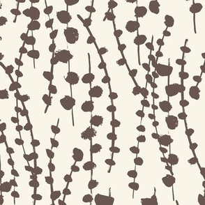Medium // Botanical Vines: Neutral abstract climbing plant vine - Coffee Brown