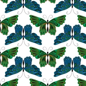 Butterflies-Blue and Green large
