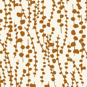 Large // Botanical Vines: Neutral abstract climbing plant vine - Honey Ginger Orange