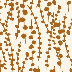 Medium // Botanical Vines: Neutral abstract climbing plant vine - Honey Ginger Orange