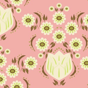 Pink Daisy Damask