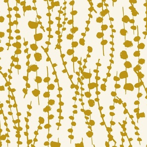 Large // Botanical Vines: Neutral abstract climbing plant vine - Gold Yellow