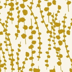Medium // Botanical Vines: Neutral abstract climbing plant vine - Gold Yellow