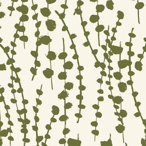 Medium // Botanical Vines: Neutral abstract climbing plant vine - Calla Green