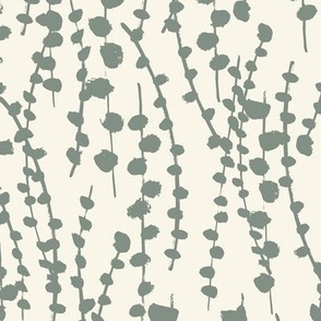Medium // Botanical Vines: Neutral abstract climbing plant vine - Lilly Pad Green