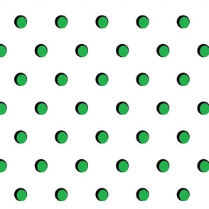 Black and Green Polka Dots on White