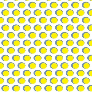 Blue and Yellow Polka Dots on White
