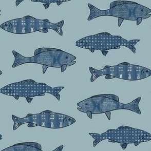 batik fish blue