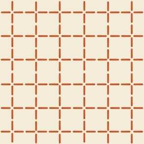 Homespun Grid Orange on White