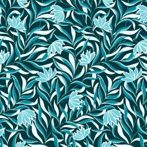 Vintage Cottage Core Climbing Floral wallpaper Aqua M