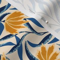 Vintage Cottage Core Climbing Floral wallpaper Blue Orange S