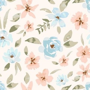 Little Dreamer Prairie (floral | flowers | watercolour | peach | blue)