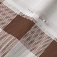 Woolen woven minimalist boho texture gingham plaid design in chocolate brown beige  