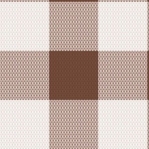 Woolen woven minimalist boho texture gingham plaid design in chocolate brown beige  LARGE