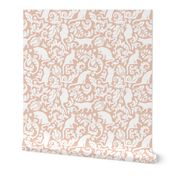 Medium Scale / Cats In The Garden / White Cats On Nude Blush Background 
