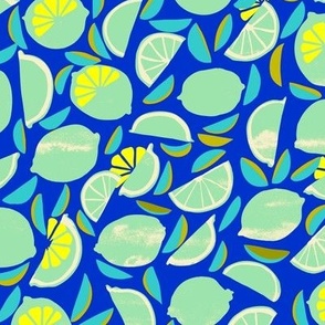 Lemon Slices Blu Kitchen Tea Towel