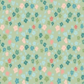 Prairie Heart Flowers-Green and Pink Palette