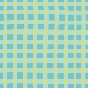 Hand -drawn Gingham Checks-Summer Meadow Palette-Small Scale