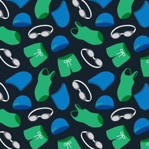 (small scale) Swim team - blue/green on dark blue - swimming gear - LAD22