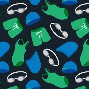 Swim team - blue/green on dark blue - swimming gear - LAD22