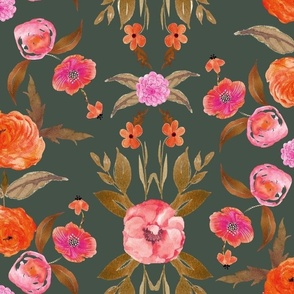 70s Inspired Floral // Pink and Orange on Boho Forest