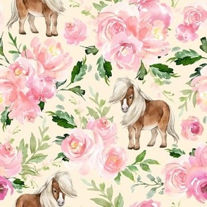 floral pony on peach 8x8