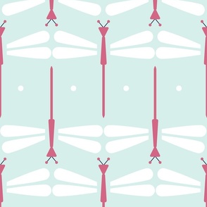 Large - Dragonflies - Mint and Pink