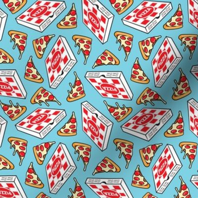 (small scale) Pizza Party - Pizza box & Pepperoni slice - light blue - LAD22