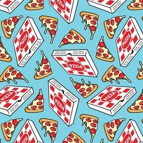 (small scale) Pizza Party - Pizza box & Pepperoni slice - light blue - LAD22