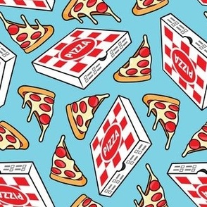 Pizza Party - Pizza box & Pepperoni slice - light blue - LAD22