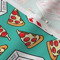 Pizza Party - Pizza box & Pepperoni slice - teal - LAD22