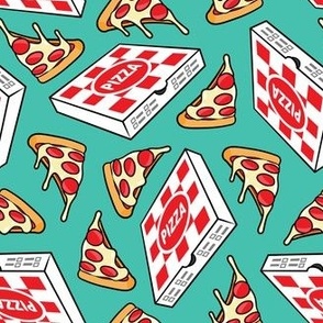 Pizza Party - Pizza box & Pepperoni slice - teal - LAD22
