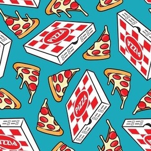 Pizza Party - Pizza box & Pepperoni slice - blue - LAD22