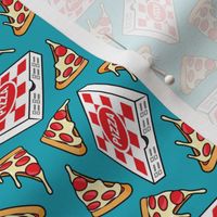 (small scale) Pizza Party - Pizza box & Pepperoni slice - blue - LAD22