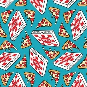 (small scale) Pizza Party - Pizza box & Pepperoni slice - blue - LAD22