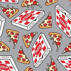 Pizza Party - Pizza box & Pepperoni slice - grey - LAD22