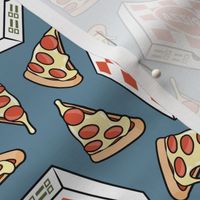 Pizza Party - Pizza box & Pepperoni slice - med blue - LAD22