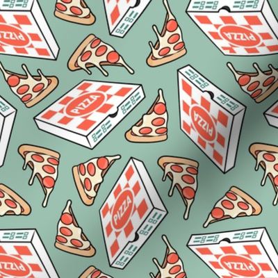 Pizza Party - Pizza box & Pepperoni slice - green - LAD22