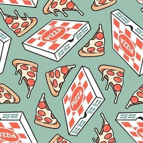 Pizza Party - Pizza box & Pepperoni slice - green - LAD22