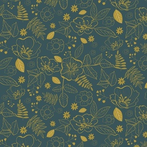 California Wild Rose Mustard and Teal 